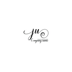 JU Initial handwriting logo template vector