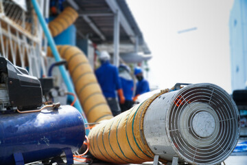 Work area without enough air, pre-aeration, aeration fan (Working in confined spaces)