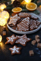 christmas cookies with icing on the table 