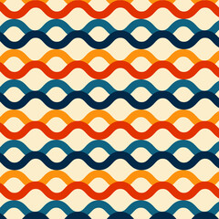 Wave lines seamless pattern retro color style background