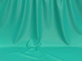 Background scene fabric green texture, curtain background in colors.	