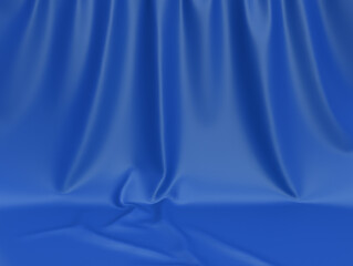 Background scene fabric dark blue texture, curtain background in colors.	