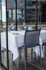 cafe tables and chairs in a restaurant