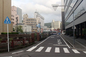 Crossing a street in Nagasaki on the way to Chinatown