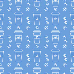 Vector coffee seamless pattern Take away paper cup