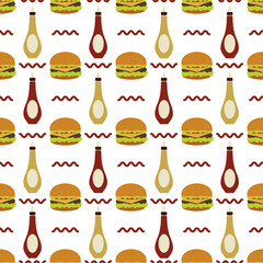 Vector Pattern Burger Takeaway Fast Food Lunch