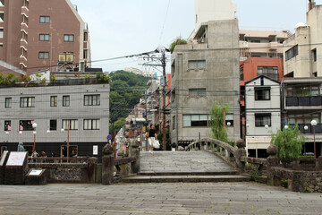 Fototapeta premium Around Meganebashi Bridge in Nagasaki Japan