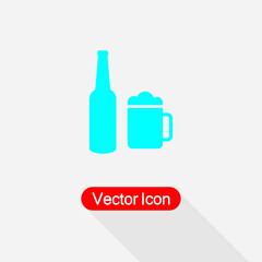 Beer Bottle With Beer Mug Icon, Beer Icon Vector Illustration Eps10