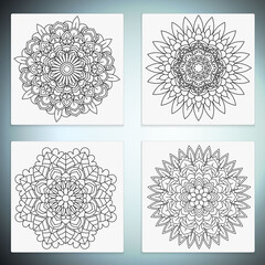 Mandala flower for adult coloring book 4 style. vector illustration.