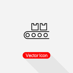 Boxes On The Conveyor Belt Icon, Logistic Icon Vector Illustration Eps10