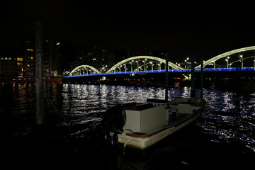 ライトアップされた厩橋　東京都台東区　日本