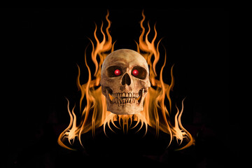 Devil in flame, On black background
