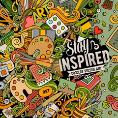 Cartoon vector doodles Art card. Artistic funny border