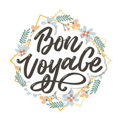 Bon Voyage Hand Lettering Vector Calligraphy Travel