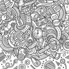 Cartoon cute doodles Vehicle frame. Border with cars symbols and items