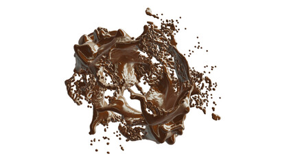 Chocolate Splash with droplets 3d rendering. 3d illustration.