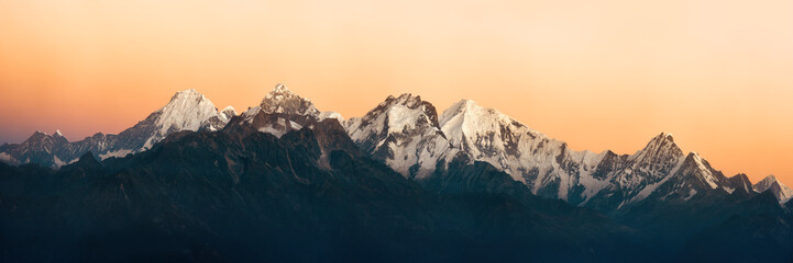 Panoramic view of snowy mountains Annapurna Nature Reserve, Nepal © soft_light