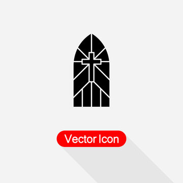 Church Stain Glass Window Icon Vector Illustration Eps10