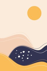 Fashion stylish templates with organic abstract shapes and line in nude pastel colors. Neutral beige, terracotta background in boho style. Burnt orange contemporary collage. Vector Illustration