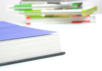 Closeup up view of isolated books in a library