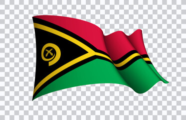 Vanuatu flag state symbol isolated on background national banner. Greeting card National Independence Day of the Republic of Vanuatu. Illustration banner with realistic state flag.