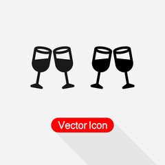 Clinking Glasses Icon, Wineglass Icon Vector Illustration Eps10