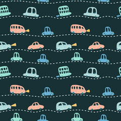 Cute cars seamless pattern