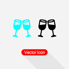 Clinking Glasses Icon, Wineglass Icon Vector Illustration Eps10
