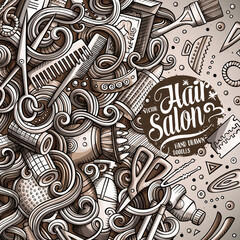 Cartoon cute doodles Hair salon frame design