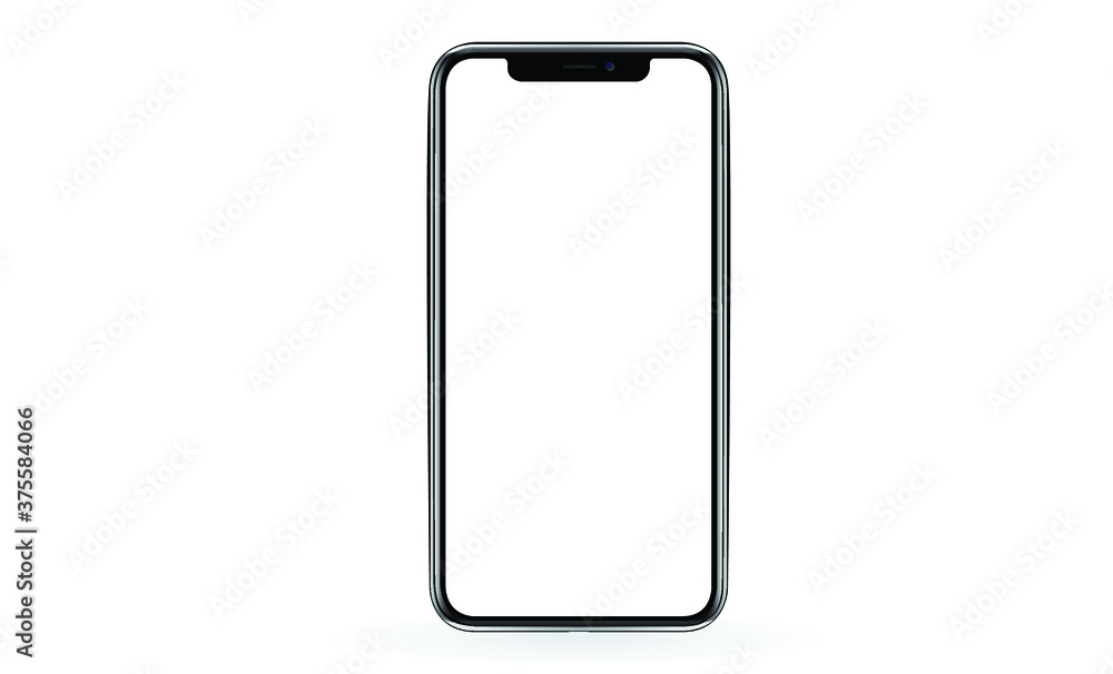 Poster black smartphone with blank screen isolated on white background. call phone mockup to showcasing mob