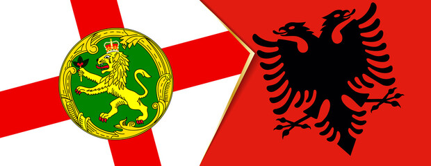 Alderney and Albania flags, two vector flags.