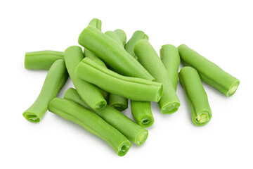 Green beans isolated on a white background with clipping path and full depth of field,
