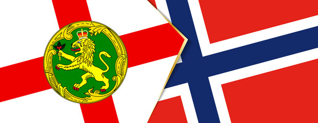 Alderney and Norway flags, two vector flags.