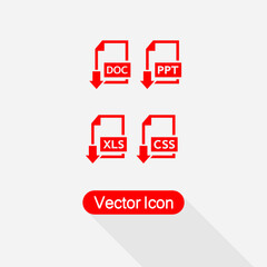 Download DOC,PTT,XLS,CSS File Icons Vector Illustration Eps10