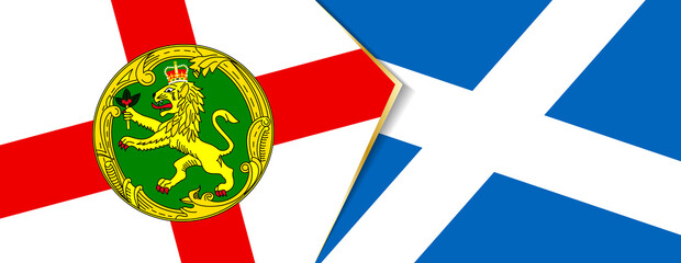 Alderney and Scotland flags, two vector flags.
