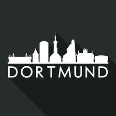 Fototapeta premium Dortmund Germany Europe Flat Icon Skyline Silhouette Design City Vector Art Famous Buildings.