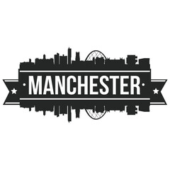 Manchester UK, Skyline Silhouette Design City Vector Art.