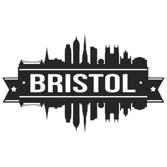 Obraz premium Bristol UK, Skyline Silhouette Design City Vector Art Landmark Stencil.