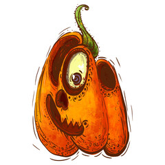 Pumpkin character. Halloween art illustration 