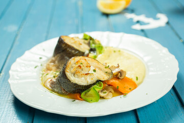 Sea bass with vegetables