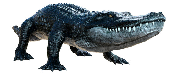 3D Rendering Black Alligator on White