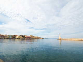 Naklejka premium Greece Crete island chania town old port
