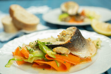 Sea bass with vegetables