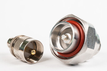 High frequency connectors component with a shiny copper nickel plating covering