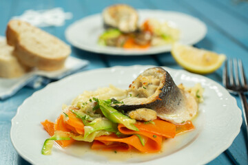Sea bass with vegetables