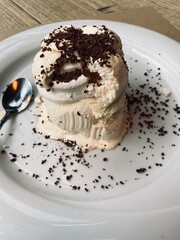chocolate cake with whipped cream