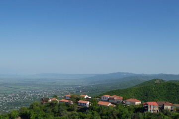 Panorama of Sighnaghi and Caucasus Mountains, Georgia