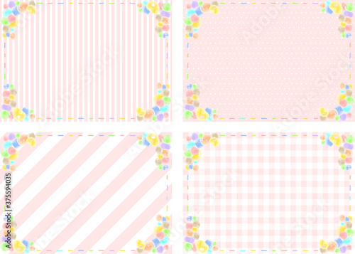 水彩ドット ステッチフレーム 多種類柄背景セット Wall Mural Kid A