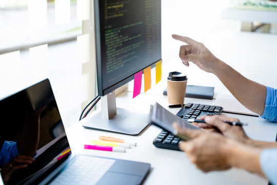 Software developer programmer coding data technologies.