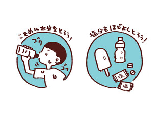 熱中症対策 イラスト素材  セット 青 